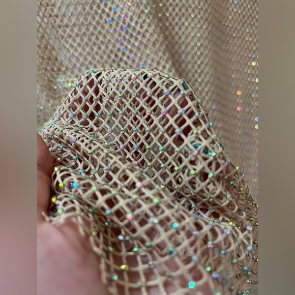 Sunday in Brooklyn mesh rhinestone women’s top stretchy shiny size xl - Picture 7 of 9
